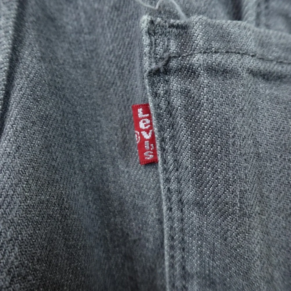 Levis Jeans Mens 32X34 Gray Black Denim‎ Pants Straight Leg Western Buckle Back
